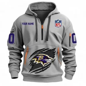 Training Hoodie Half Zipper, Fan-Friendly Logo Design NFL121 - Gray