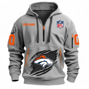 Urban Streetwear Hoodie, Half-Zip with Exclusive Logo NFL121 - Gray