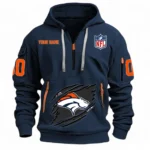 Everyday Hoodie Half Zipper, Athletic-Inspired Logo NFL121 - Navy