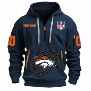 Everyday Hoodie Half Zipper, Athletic-Inspired Logo NFL121 - Navy
