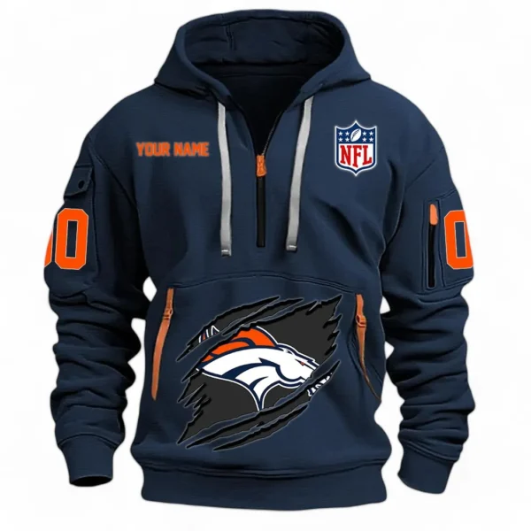 Everyday Hoodie Half Zipper, Athletic-Inspired Logo NFL121 - Navy