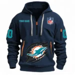 Urban Streetwear Hoodie, Half-Zip with Exclusive Logo NFL121 - Navy