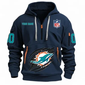 Urban Streetwear Hoodie, Half-Zip with Exclusive Logo NFL121 - Navy