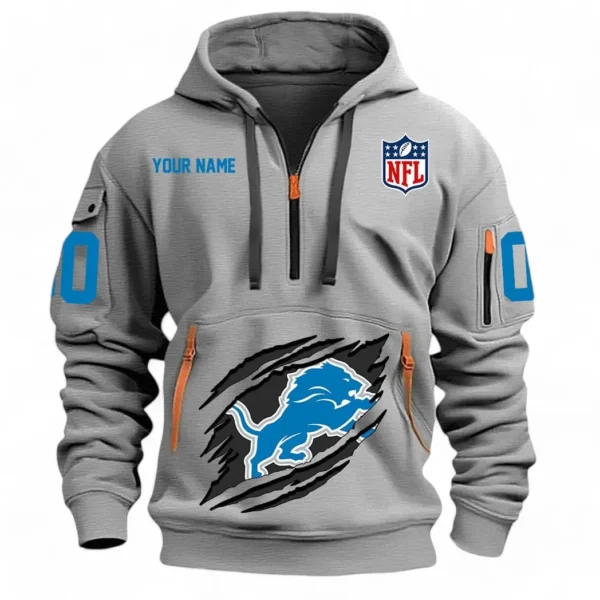 Everyday Hoodie Half Zipper, Athletic-Inspired Logo NFL121 - Gray