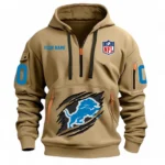 Outdoor Half-Zip Hoodie, Team Spirit Logo Design NFL121 - Khaki