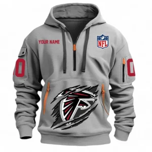 Casual Sports Hoodie Half Zipper, Modern Logo Detail Printing NFL121 - Gray
