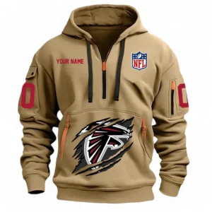 Urban Streetwear Hoodie, Half-Zip with Exclusive Logo NFL121 - Khaki