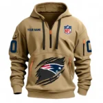 Lightweight Sports Hoodie Half Zipper, Unique Logo Print NFL121 - Khaki