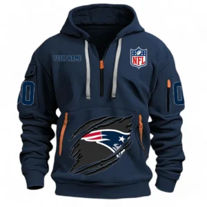 Street-Style Hoodie Half Zipper, Modern Sports Logo NFL121 - Navy