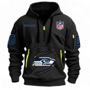 Training Hoodie Half Zipper, Fan-Friendly Logo Design NFL121 - Black