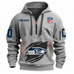 Fan Gift Hoodie Half Zipper, Sports-Inspired Logo Design NFL121 - Gray
