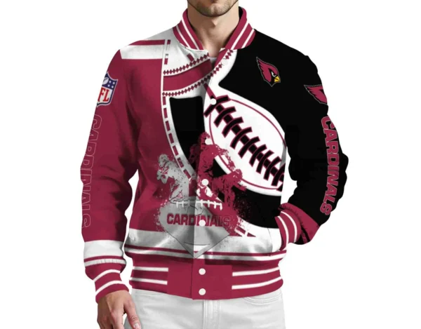 Red Crew Bomber Jacket, Team Bomber Jacket Custom For Sport Lovers NFL167 - Image 3