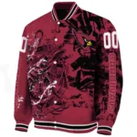 Crimson Flock Baseball Jacket, Fishing Art Red Jacket For Sport Lovers NFL167