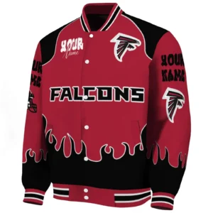 Football Sky Crew Baseball Jacket,  Fire Graphic Red Jacket For Sport Lovers NFL167