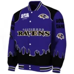 Fan Flight Squad Baseball Jacket,  Fire Graphic Purple Jacket For Sport Lovers NFL167