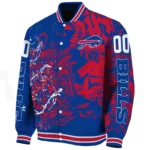 Football Blue Crew Baseball Jacket,  Fishing Art Blue Jacket For Sport Lovers NFL167