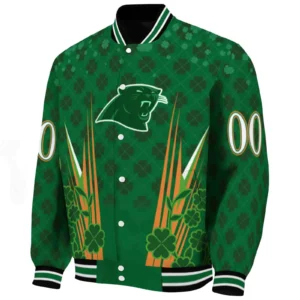 Fan Feline Squad Baseball Jacket,  Shamrock Pattern Green Jacket For Sport Lovers NFL167
