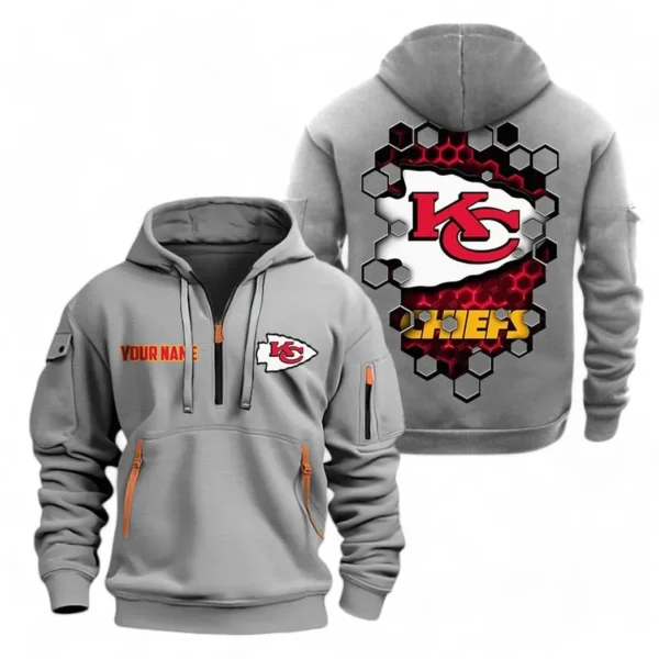 Outdoor Half-Zip Hoodie, Team Spirit Logo Design NFL241 - Gray