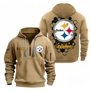 Training Hoodie Half Zipper, Fan-Friendly Logo Design NFL241 - Khaki