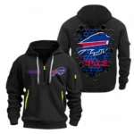 Outdoor Half-Zip Hoodie, Team Spirit Logo Design NFL241 - Black