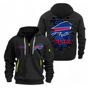 Outdoor Half-Zip Hoodie, Team Spirit Logo Design NFL241 - Black