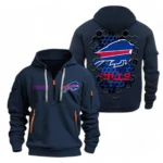 Everyday Hoodie Half Zipper, Athletic-Inspired Logo NFL241 - Navy