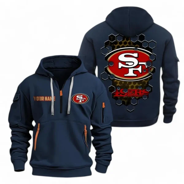 Training Hoodie Half Zipper, Fan-Friendly Logo Design NFL241 - Navy