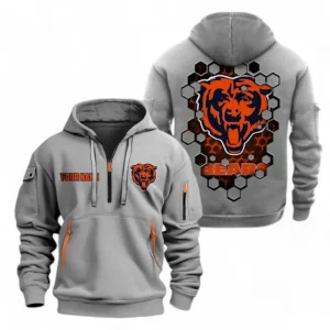 Outdoor Half-Zip Hoodie, Team Spirit Logo Design NFL241 - Gray