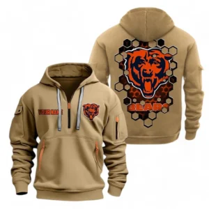Everyday Hoodie Half Zipper, Athletic-Inspired Logo NFL241 - Khaki