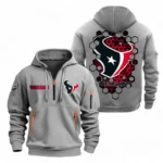 Fan Gift Hoodie Half Zipper, Sports-Inspired Logo Design NFL241 - Gray