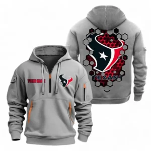 Fan Gift Hoodie Half Zipper, Sports-Inspired Logo Design NFL241 - Gray