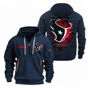 Athletic Half-Zip Hoodie, Team-Style Logo Print Hoodie Gift For Football Fans NFL241 - Navy