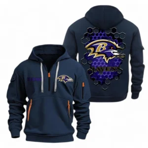 Everyday Hoodie Half Zipper, Athletic-Inspired Logo NFL241 - Navy