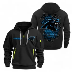 Fan Gift Hoodie Half Zipper, Sports-Inspired Logo Design NFL241 - Black