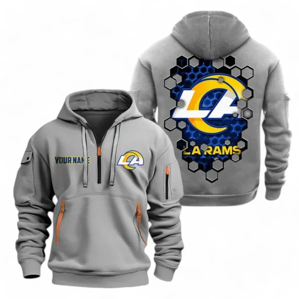 Casual Sports Hoodie Half Zipper, Modern Logo Detail Printing NFL241 - Gray