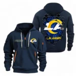 Urban Streetwear Hoodie, Half-Zip with Exclusive Logo NFL241 - Navy