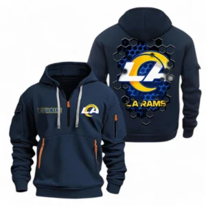 Urban Streetwear Hoodie, Half-Zip with Exclusive Logo NFL241 - Navy