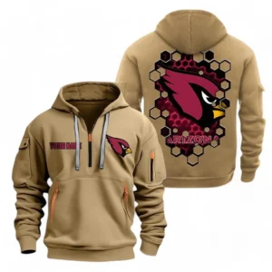 Everyday Hoodie Half Zipper, Athletic-Inspired Logo NFL241 - Khaki