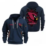 Lightweight Sports Hoodie Half Zipper, Unique Logo Print NFL241 - Navy