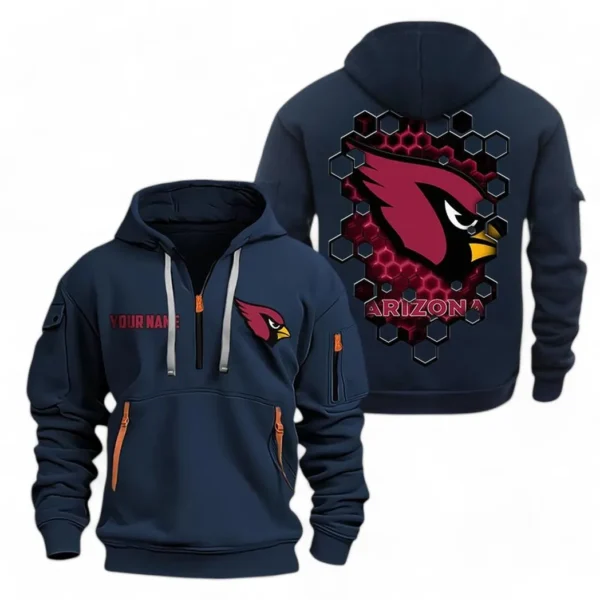 Lightweight Sports Hoodie Half Zipper, Unique Logo Print NFL241 - Navy