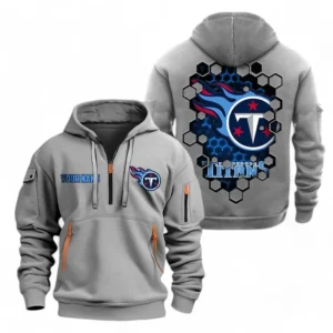 Fan Gift Hoodie Half Zipper, Sports-Inspired Logo Design NFL241 - Gray
