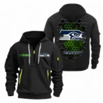 Outdoor Half-Zip Hoodie, Team Spirit Logo Design NFL241 - Black