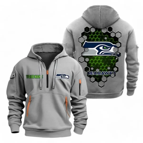 Performance Hoodie Half Zipper, Fan Edition Logo NFL241 - Gray