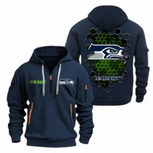 Everyday Hoodie Half Zipper, Athletic-Inspired Logo NFL241 - Navy