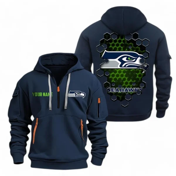 Everyday Hoodie Half Zipper, Athletic-Inspired Logo NFL241 - Navy