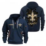 Training Hoodie Half Zipper, Fan-Friendly Logo Design NFL241 - Navy