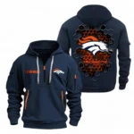 Urban Streetwear Hoodie, Half-Zip with Exclusive Logo NFL241 - Navy