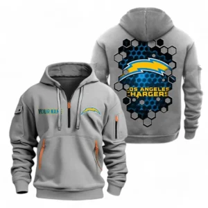 Outdoor Half-Zip Hoodie, Team Spirit Logo Design NFL241 - Gray