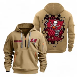 Training Hoodie Half Zipper, Fan-Friendly Logo Design NFL241 - Khaki