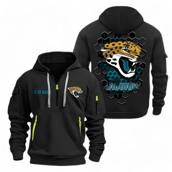 Fan Gift Hoodie Half Zipper, Sports-Inspired Logo Design NFL241 - Black